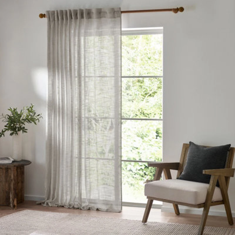 Image of Yard Cirrus Woven Sheer Curtain Panel Grey (W)140Cm X (D)250Cm