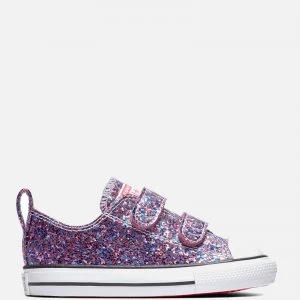Image of Converse Toddlers Chuck Taylor All Star Glitter Ox Velcro Trainers - Bold Pink - UK 8 Toddler