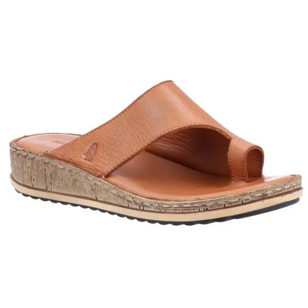 Image of Hush Puppies Womens Elissa Toe Post Wedge Slide Sandals - UK 3 Brown female GDE2386TAN3