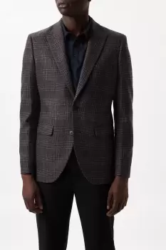 Image of Slim Fit Brown And Burgundy Multi Check Blazer