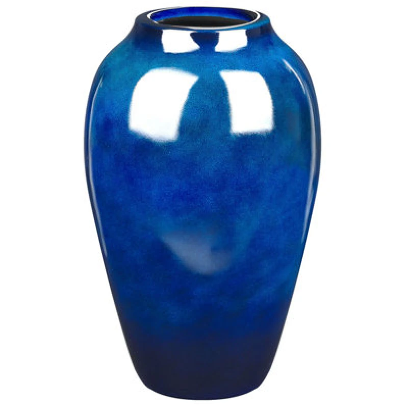 Image of Beliani Flower Vase Ocana Ceramic 37cm Dark Blue
