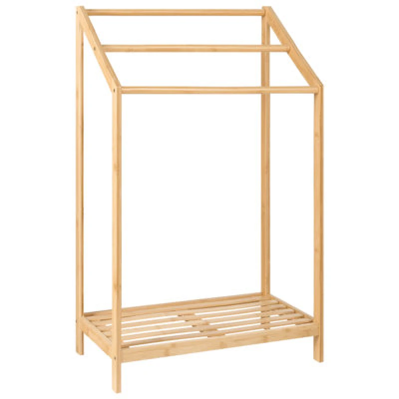 Image of Beliani Towel Stand With Shelf Yungas Bamboo Wood Light Brown