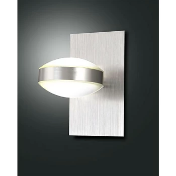 Image of Fabas Luce Lighting - Fabas Luce Mill LED Up & Down Wall Light Satin Nickel Glass