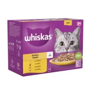 Image of Whiskas 7+ Poultry Selection in Jelly Senior Cat Food 24 x 85g