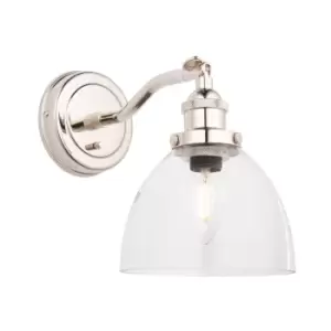 Image of Parma Metal Wall Lamp, Bright Nickel Plate, Glass