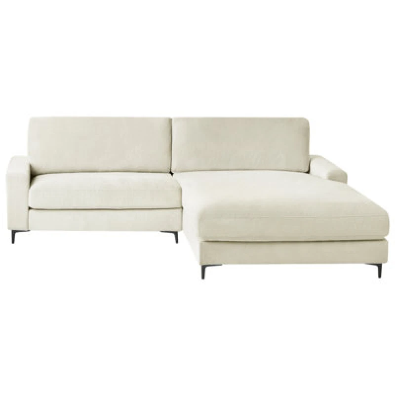 Image of Beliani Corner Sofa 3 Seater Maloy Chenille Off-White Left Hand