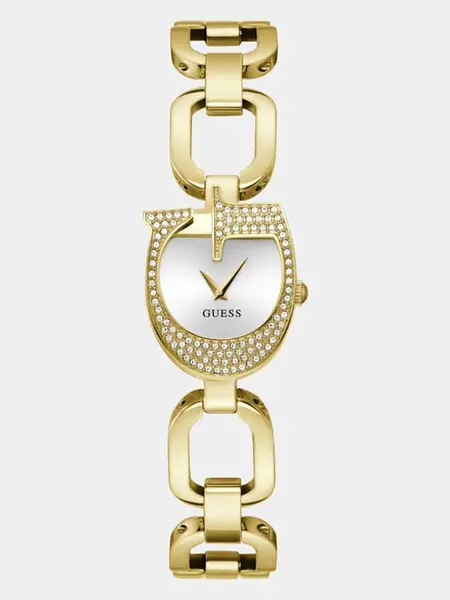 Image of Guess Analogue Watch With G Logo On Dial 15000150 Gold