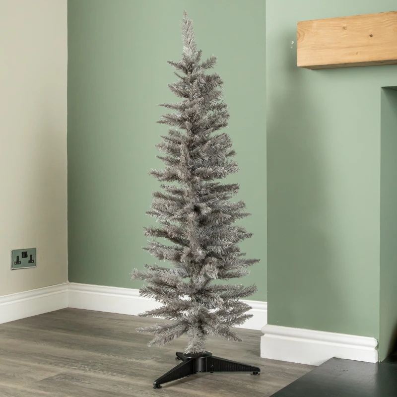Image of Snowtime 120cm 4ft Wrapped Pencil Pine Grey Tree with 168 Tips