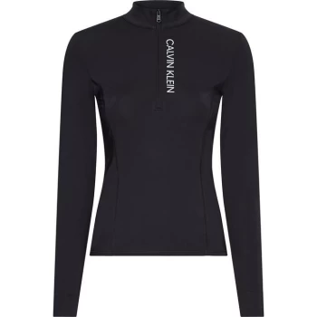 Image of Calvin Klein Performance Long Sleeve Zip Top - Acid Lime/ DNU