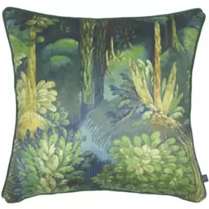 Image of Prestigious Textiles Forbidden Forest Cushion Cover (55cm x 55cm) (Sapphire Blue/Green) - Sapphire Blue/Green