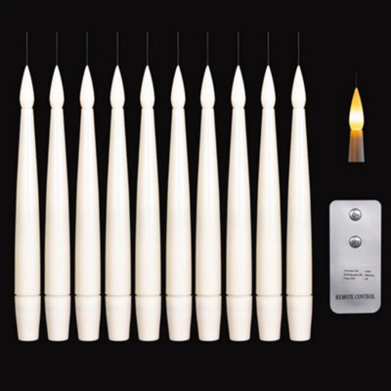Image of Samuel Alexander Set of 10 15cm Floating White Static Flicker Battery Candle with Remote Control in Warm White Beige