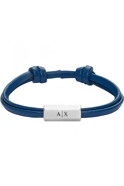 Image of Armani Exchange Jewellery Logo Leather Bracelet - Axg0094040 Blue