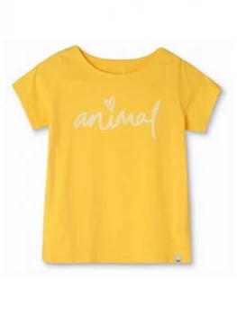 Image of Animal Girls Script Short Sleeve Graphic T-Shirt - Yellow