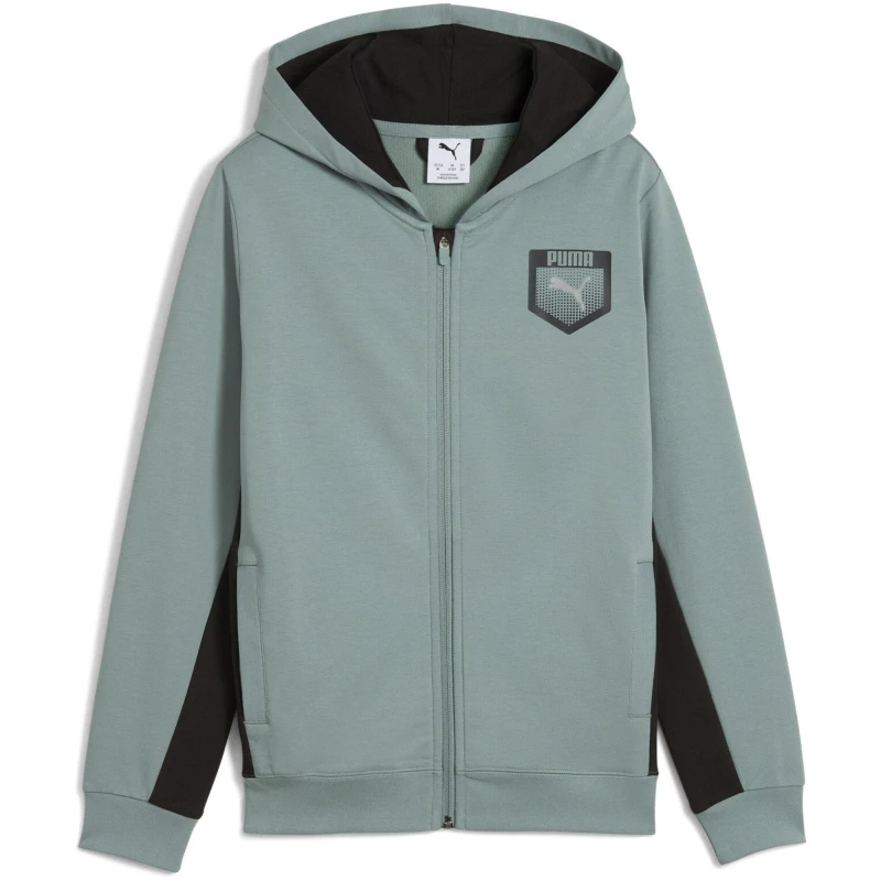 Image of Puma Unisex Kids Active Full-Zip Hoodie Green Moon unisex 7-8 Yrs