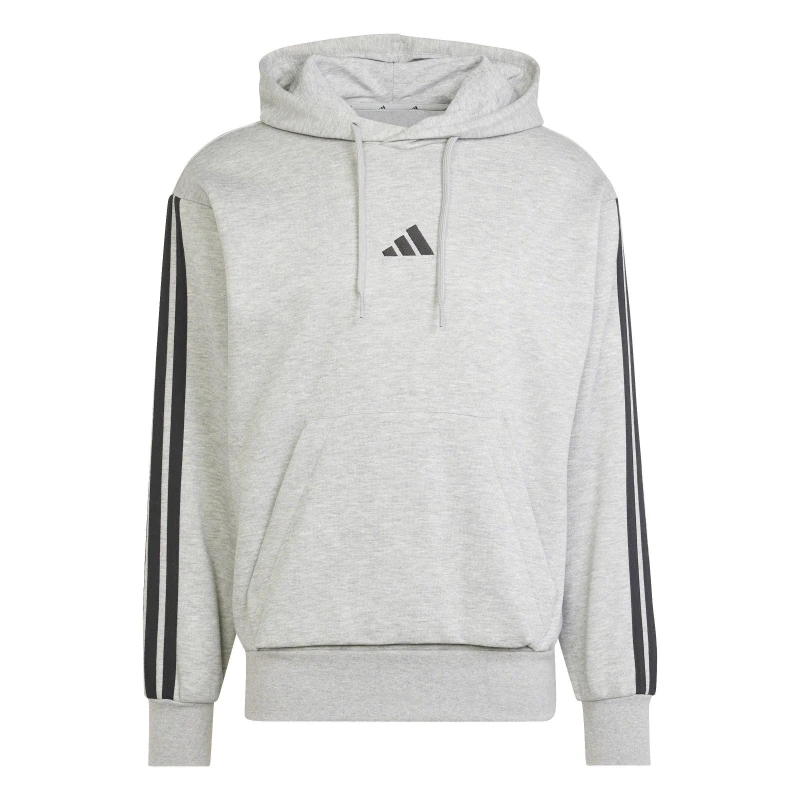 Image of adidas Essentials Fleece 3-Stripes Hoodie Mens MedGrey/White male L