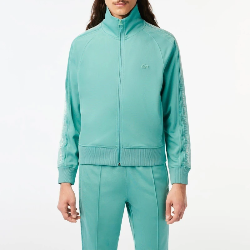 Image of Lacoste Regular Fit Zipped Piqu Sweatshirt - Green Green XS