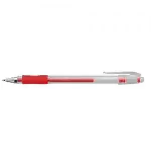 Image of ValueX Retractable Ballpoint Pen Rubber Grip 1.0mm Tip 0.7mm Line Red