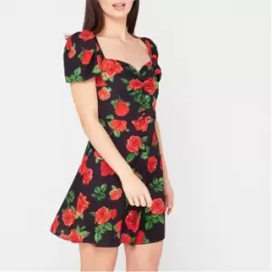Image of I Saw It First Puff Sleeve Mini Tea Dress - Black