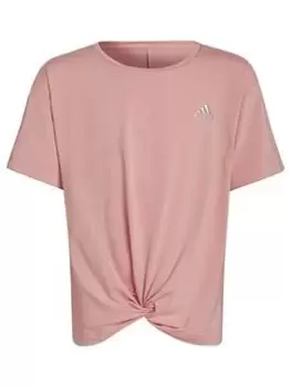 Image of adidas Older Girls Aeroready Move T-Shirt, Pink/White, Size 7-8 Years, Women