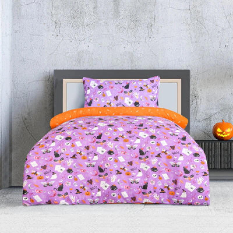Image of Smart Living Smart Living Luxury Soft Reversible Celestial Halloween Duvet Cover & Pillowcases in Lilac Size: Single Lilac Single Unisex 50565575763
