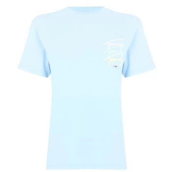 Image of Tommy Jeans Repeat Script T Shirt - C1J LIGHT Blue