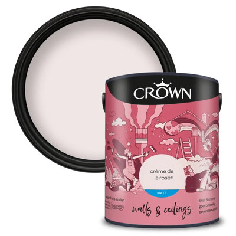Image of Crown Walls & Ceilings Matt Emulsion Paint Creme De La Rose - 5L