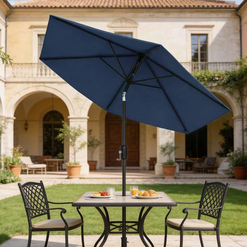 Image of OUTSUNNY 2.6M Garden Parasol Umbrella with Aluminium Pole, Tilt in Navy Navy Unisex