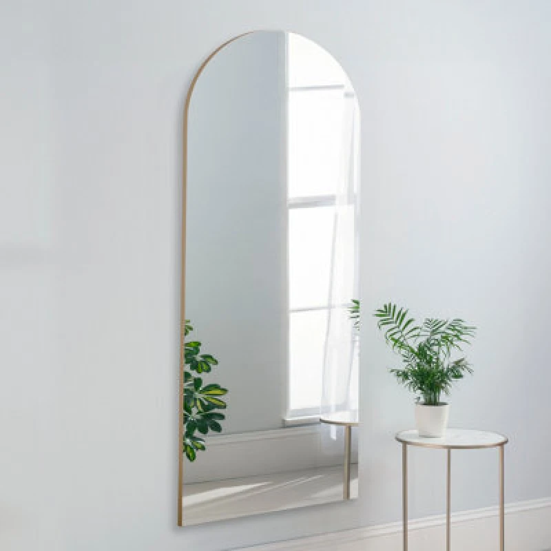 Image of Yearn Mirrors Yearn Mirrors Large Contemporary Arched Mirror in Gold Gold One Size Unisex 0716053063731