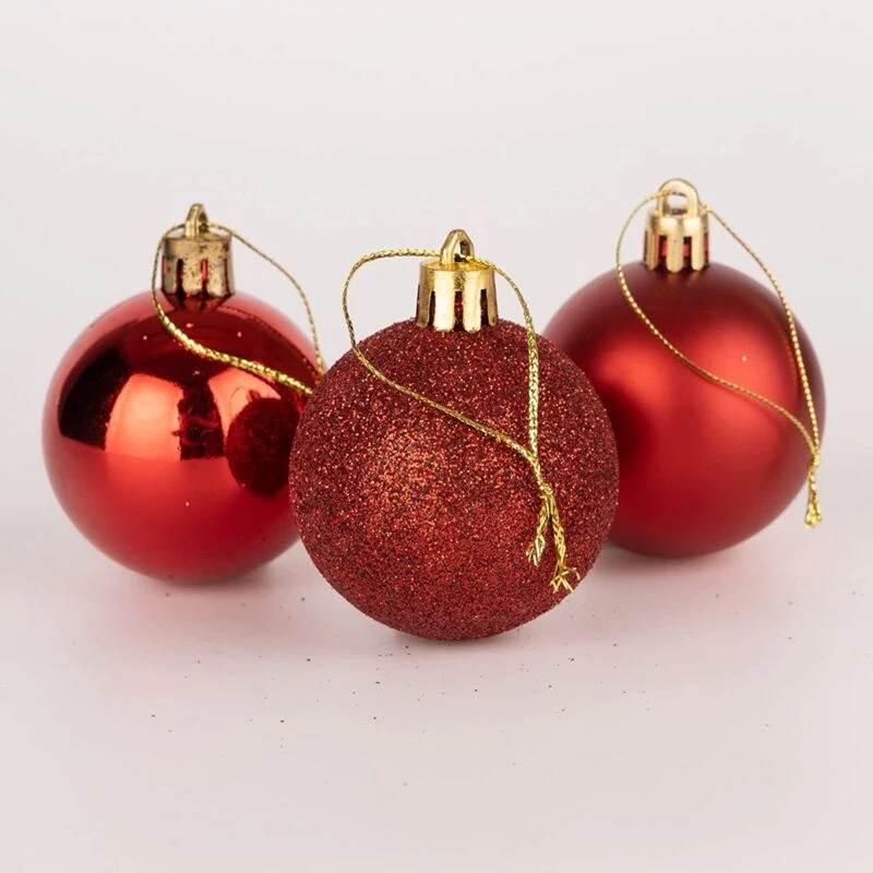Image of Shatchi 50mm/9Pcs Christmas Baubles Shatterproof Red, Christmas Tree Decorations Ball Ornaments Balls Hanging Decorations Holiday Decor - Shiny,Matte,