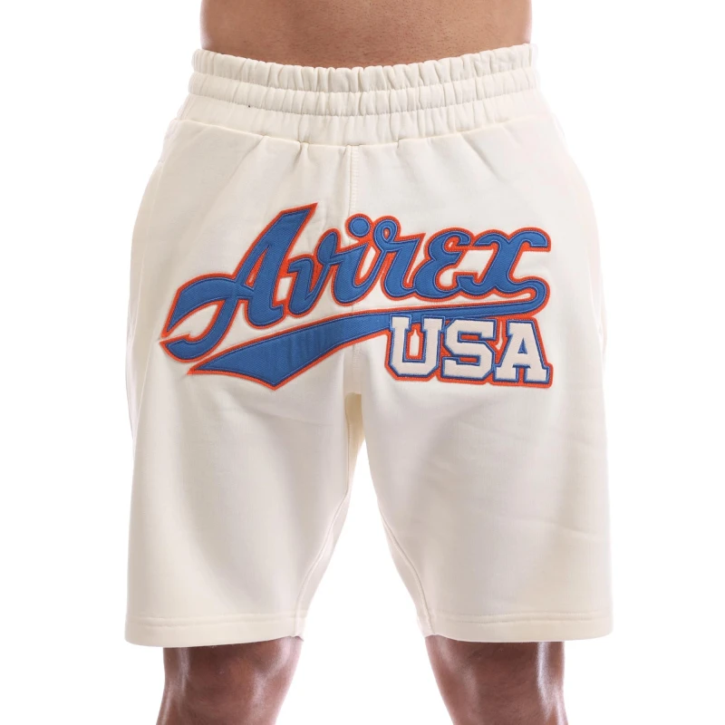 Image of Avirex Mens Haven Jersey Jogger Shorts Ecru male X Small