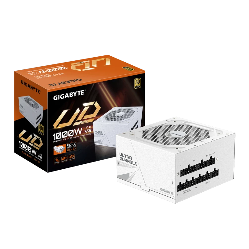 Image of Gigabyte UD1000GM PG5 ICE 1000W 80+ Gold Fully Modular ATX 3.0 Power Supply - GP-UD1000GM PG5 ICE