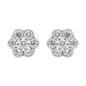 Image of 18ct White Gold 0.48ct Diamond Flower Cluster Stud Earrings