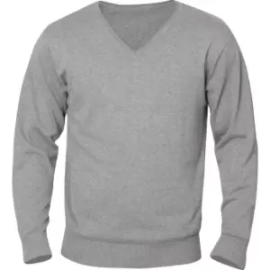 Image of Clique Mens Aston Knitted V Neck Sweatshirt (L) (Grey Melange)