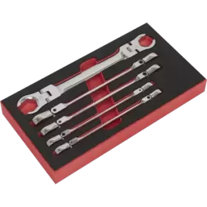 Image of Sealey 5 Piece Flexi Head Flare Nut Spanner Set