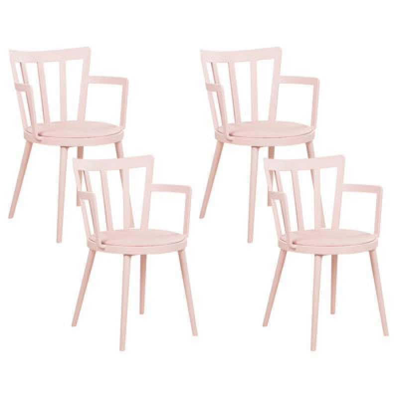 Image of Beliani Set Of 4 Dining Chairs Morill Pastel Pink