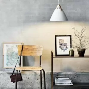 Image of DFTP Strap 27 Indoor Living Dining Metal Pendant Ceiling Light in White (Diam) 27cm