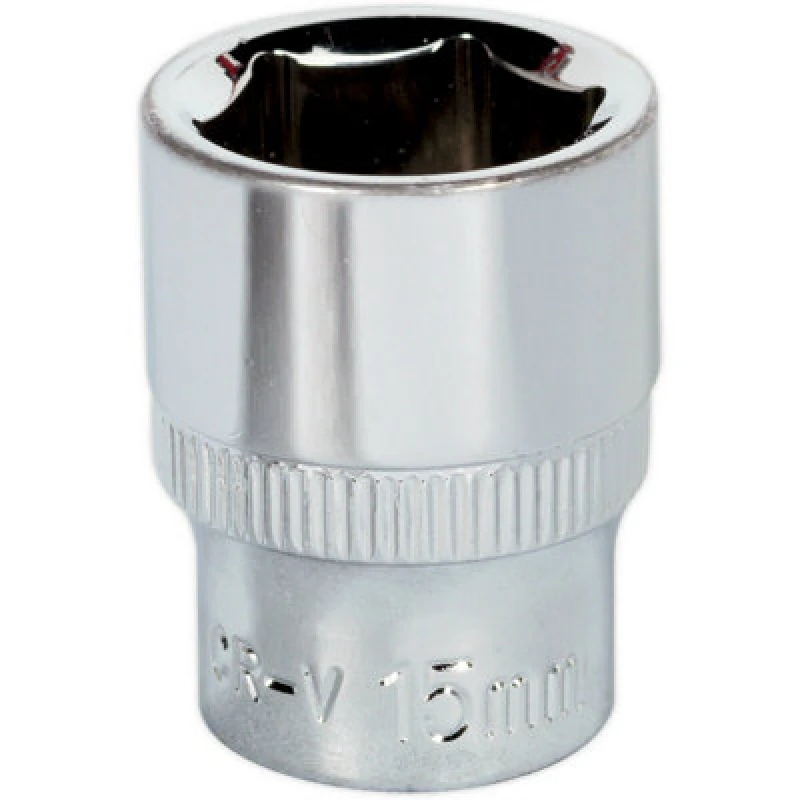 Image of Loops 15mm Forged Steel Drive Socket - 3/8" Square Drive - Polished Chrome Vanadium Metallics