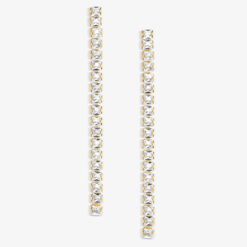 Image of Inicio Gold Plated And Cubic Zirconia Linear Drop Earring Jewellery Sets One Size Gold 72193410000