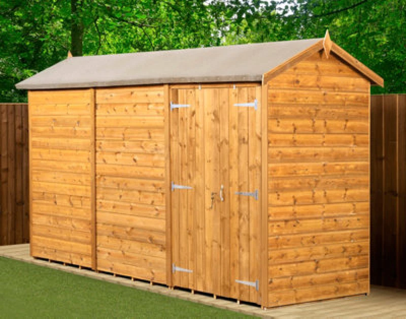 Image of Empire Sheds Empire Modular Apex 4X12 Dipped Treated Tongue And Groove Wooden Garden Shed Double Door (4' X 12' / 4ft X 12ft) (4X12)