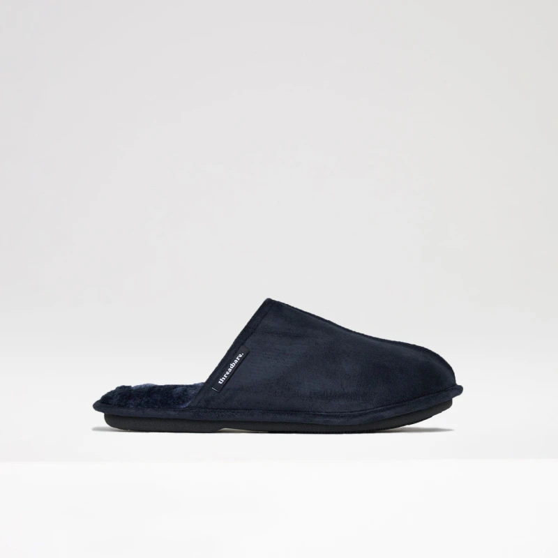 Image of Threadbare Faux Fur Lined Suedette Mule Slippers - Blue Blue UK 11-12