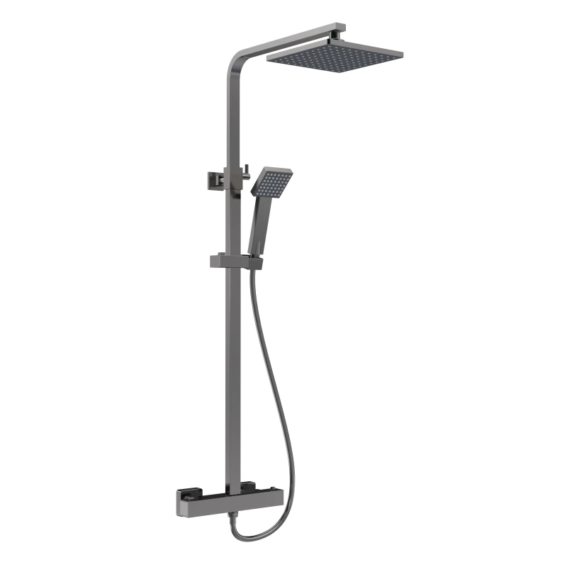 Image of Balterley Thermostatic Shower Kit Fixed HeadAdjustable Handset Brushed Pewter Silver