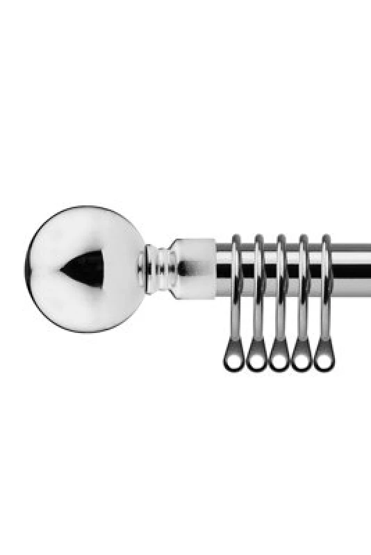 Image of 16-19mm Sphere Extendable Metal Curtain Pole Set Chrome 160-300Cm