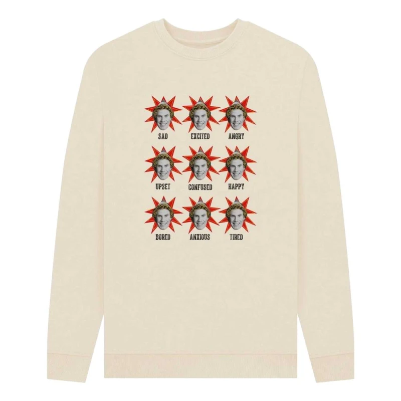 Image of Elf Mens Moods Sweatshirt in Cream Size: Small Cream Male S