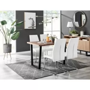 Image of Kylo Brown Wood Effect Dining Table & 4 White Lorenzo Chairs - White