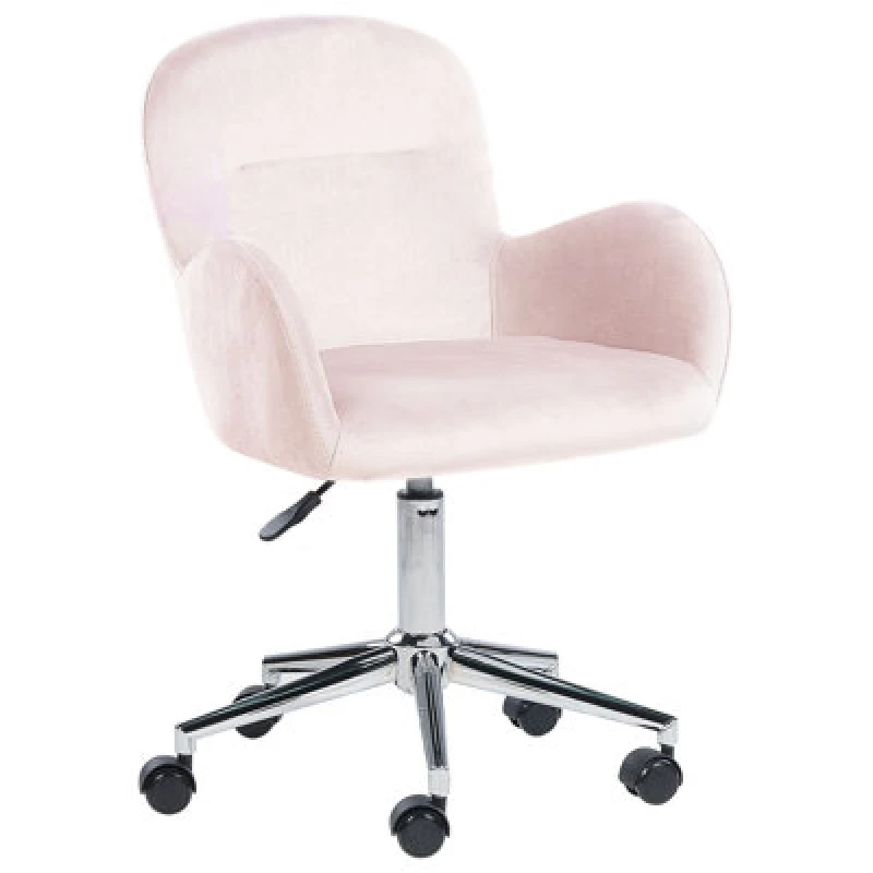 Image of Beliani Desk Chair Priddy Velvet Pink