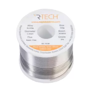 Image of R-TECH 857030 SC100e Solder 2% Rosin-Free HF Flux Halide-Free 1.0m...