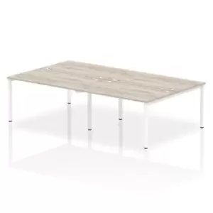 Image of Impulse Bench B2B 4 Person 1400 White Frame Office Bench Desk Grey Oak