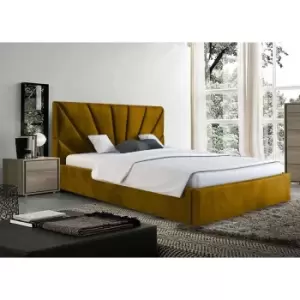 Image of Hamini Bed Double Plush Velvet Mustard