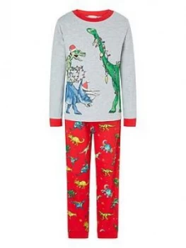 Image of Monsoon Boys Christmas Dino Pyjamas - Red