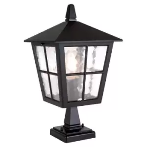 Image of Canterbury 1 Light Outdoor Pedestal Lantern Black IP43, E27